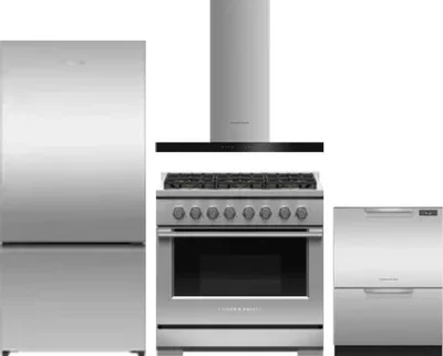 4 Piece Package Includes Refrigerator, Range, Hood And Dishwasher